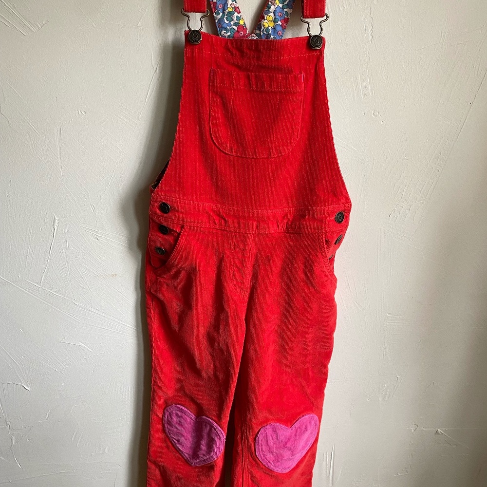 MINI BODEN GIRLS OVERALLS CORDUROY RED